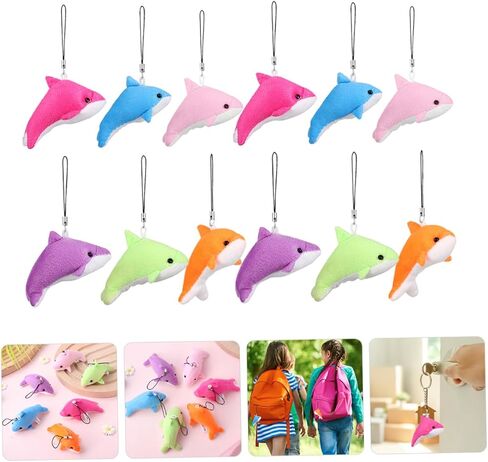 12pcs Cute Dolphin Plush Keychain Bag Pendants Cartoon Dolphin Accessories for Bags Backpacks and Keys in Saudi Arabia