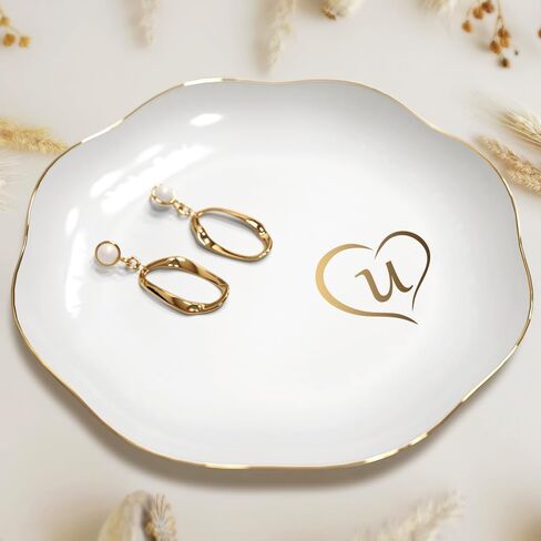 Gifts for Women – Initials Ceramic Jewelry Dish for Earrings, Necklaces, Bracelets, Rings, Watch, and Keys – Mother’s Day, Christmas, and Birthday Gifts for Women (m) in Saudi Arabia