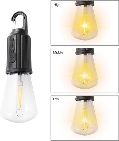 2Pack Rechargeable Camping Light for Tents,Portable LED Camping Lanterns Bulbs,3 Lighting Modes Hanging Camping Lamp for Emergency,Fishing,Hiking,Backpacking,Power Outages,Camping Essentials in Saudi Arabia