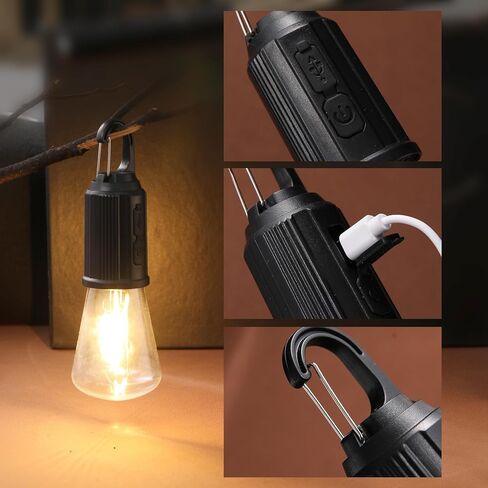 2Pack Rechargeable Camping Light for Tents,Portable LED Camping Lanterns Bulbs,3 Lighting Modes Hanging Camping Lamp for Emergency,Fishing,Hiking,Backpacking,Power Outages,Camping Essentials in Saudi Arabia
