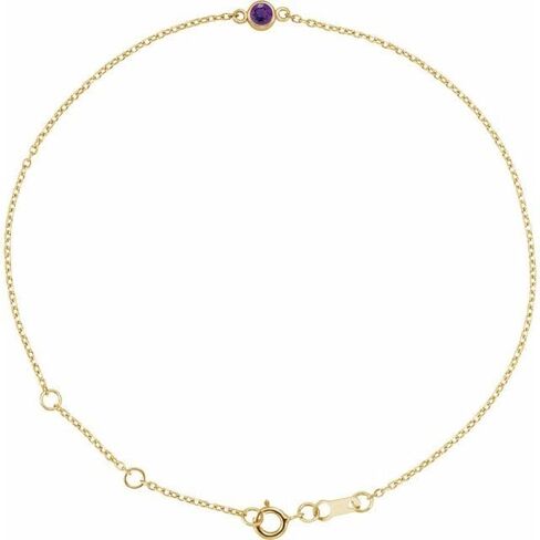 14K Yellow Or White Gold Or Sterling Silver 1-Stone Round 3 Mm 8.7 X 4.8 Mm Polished Natural Gemstone Bezel-Set Solitaire Bracelet in Saudi Arabia