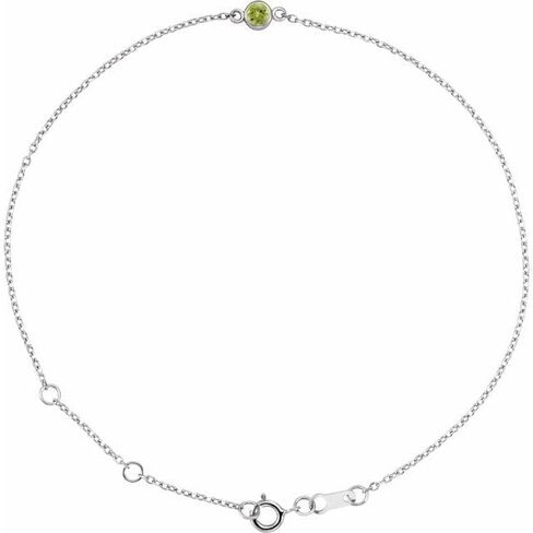 14K Yellow Or White Gold Or Sterling Silver 1-Stone Round 3 Mm 8.7 X 4.8 Mm Polished Natural Gemstone Bezel-Set Solitaire Bracelet in Saudi Arabia