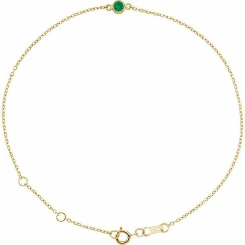 14K Yellow Or White Gold Or Sterling Silver 1-Stone Round 3 Mm 8.7 X 4.8 Mm Polished Natural Gemstone Bezel-Set Solitaire Bracelet in Saudi Arabia