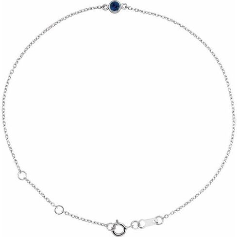 14K Yellow Or White Gold Or Sterling Silver 1-Stone Round 3 Mm 8.7 X 4.8 Mm Polished Natural Gemstone Bezel-Set Solitaire Bracelet in Saudi Arabia