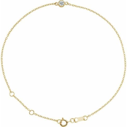 14K Yellow Or White Gold Or Sterling Silver 1-Stone Round 3 Mm 8.7 X 4.8 Mm Polished Natural Gemstone Bezel-Set Solitaire Bracelet in Saudi Arabia