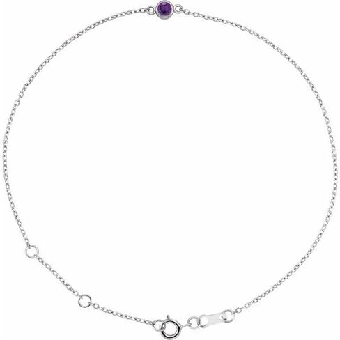 14K Yellow Or White Gold Or Sterling Silver 1-Stone Round 3 Mm 8.7 X 4.8 Mm Polished Natural Gemstone Bezel-Set Solitaire Bracelet in Saudi Arabia