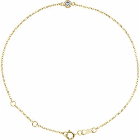 14K Yellow Or White Gold Or Sterling Silver 1-Stone Round 3 Mm 8.7 X 4.8 Mm Polished Natural Gemstone Bezel-Set Solitaire Bracelet in Saudi Arabia