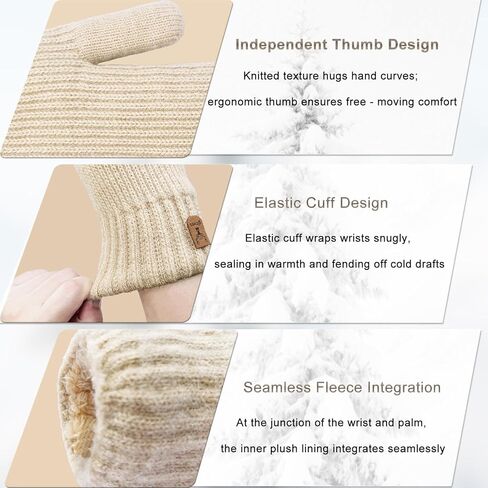 القفازات الشتوية للنساء دافئ الصوف المريح متماسك القفازات الثلجية الصوفية الثلجية وميتات هدايا الطقس البارد in Kuwait