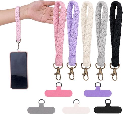 Boho Macrame Phone Wrist Strap, 4/5 / 8 PCS Cell Phone Lanyard with 4/5 / 8 PCS Phone Tether Tabs in Saudi Arabia