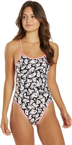 Nike Women's HydraStrong Multi Print Reversible Tie Back One Piece Swimsuit White in Saudi Arabia