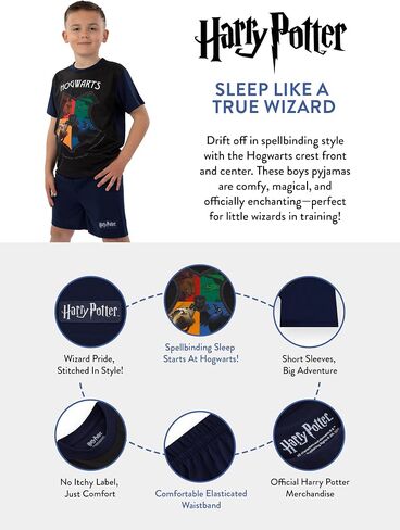 Harry Potter Pajamas, Short Sleeve Boys Pajamas, Hogwarts Pjs, Boys Pjs For Summer in Saudi Arabia