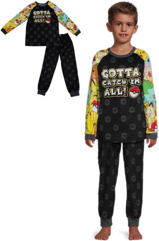 Pokemon Pajamas Set, 2 Piece Sleepwear for Kids, Size 8 Black in Saudi Arabia