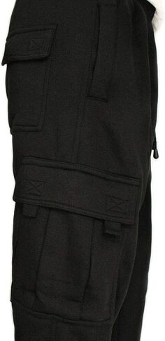 Men's Heavyweight Fleece Baggy Cargo Sweatpants,Drawstring Pants with Pockets,Straight Leg Casual Joggers for Hiking Athletic in Saudi Arabia