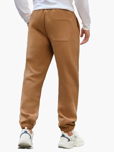 Mens Fleece Sweatpants Loose Fit Tapered Joggers with Drawstring Waist and Pockets Warm Casual Workout Pants in Saudi Arabia