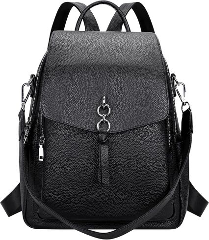 ALTOSY Women Leather Backpack Purse Fashion Convertible Ladies Shoulder Bag with Flap (S96 Classic Black) in Kuwait