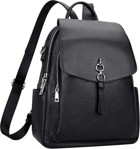 ALTOSY Women Leather Backpack Purse Fashion Convertible Ladies Shoulder Bag with Flap (S96 Classic Black) in Kuwait