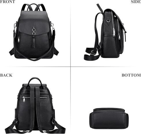 ALTOSY Women Leather Backpack Purse Fashion Convertible Ladies Shoulder Bag with Flap (S96 Classic Black) in Kuwait