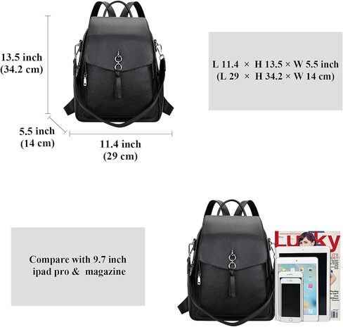 ALTOSY Women Leather Backpack Purse Fashion Convertible Ladies Shoulder Bag with Flap (S96 Classic Black) in Kuwait