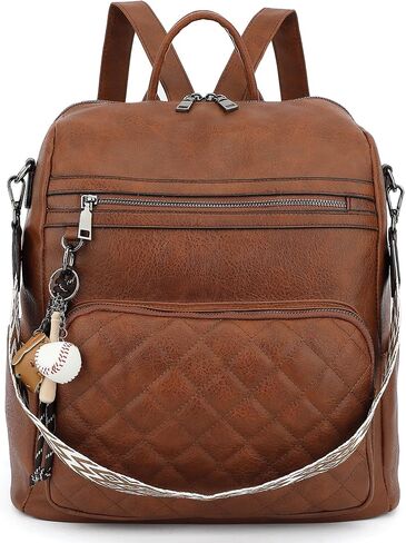 Backpack Purse for Women Large Leather Convertible Backpack Ladies Shoulder Bag Fashion Backpack Handbags for Travel and Work (Brown) in Saudi Arabia