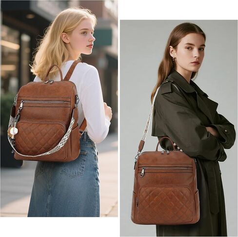 Backpack Purse for Women Large Leather Convertible Backpack Ladies Shoulder Bag Fashion Backpack Handbags for Travel and Work (Brown) in Saudi Arabia
