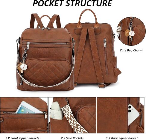 Backpack Purse for Women Large Leather Convertible Backpack Ladies Shoulder Bag Fashion Backpack Handbags for Travel and Work (Brown) in Saudi Arabia