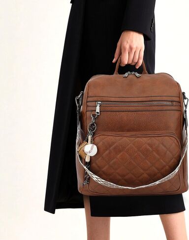 Backpack Purse for Women Large Leather Convertible Backpack Ladies Shoulder Bag Fashion Backpack Handbags for Travel and Work (Brown) in Saudi Arabia