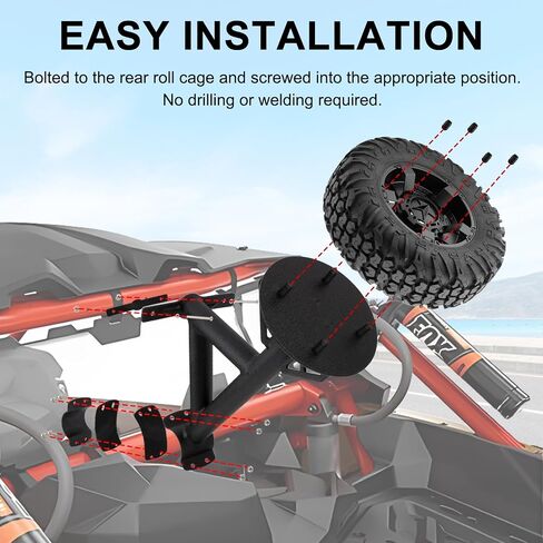 PSLER MAVERICK X3 حاملة إطارات حاملة Mount UTV Prepr Tyre Bracket FITS لـ Maverick X3 Max Turbo R RR 2017-2023 64 "و 72" تملك طراز in Kuwait