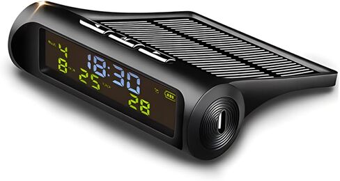 Solar-Powered Car Clock Digital Thermometer Vehicle Temperature Gauge Dashboard Accessory in Saudi Arabia