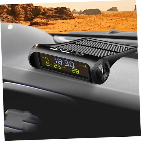 Solar-Powered Car Clock Digital Thermometer Vehicle Temperature Gauge Dashboard Accessory in Saudi Arabia