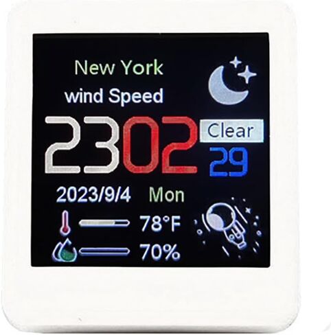White Mini Desktop Clock WiFi Weather Clock 1.5" Screen Temperature & Humidity Parts in Saudi Arabia