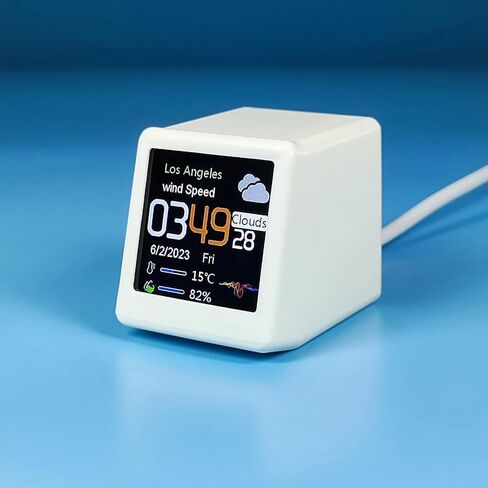 White Mini Desktop Clock WiFi Weather Clock 1.5" Screen Temperature & Humidity Parts in Saudi Arabia