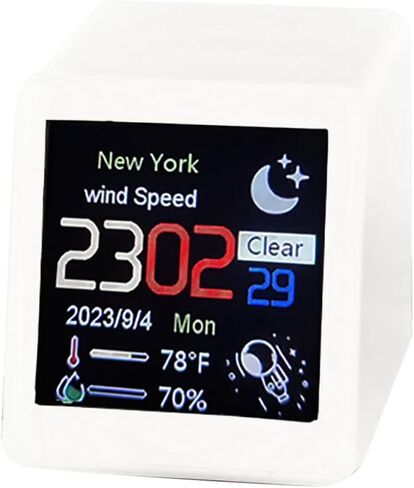 White Mini Desktop Clock WiFi Weather Clock 1.5" Screen Temperature & Humidity Parts in Saudi Arabia