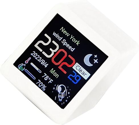 White Mini Desktop Clock WiFi Weather Clock 1.5" Screen Temperature & Humidity Parts in Saudi Arabia