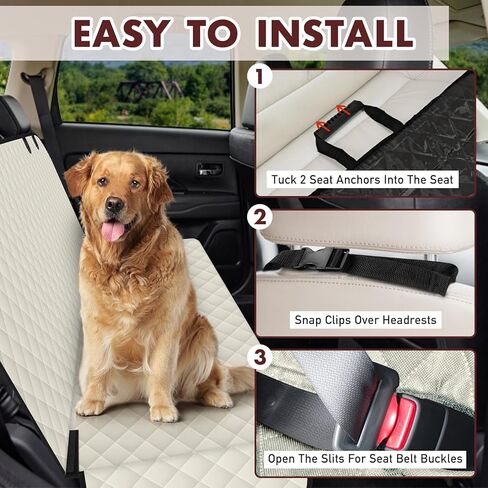 غطاء المقعد الخلفي للكلاب، أغطية مقاعد الحيوانات الأليفة مقاومة للماء وغير قابلة للانزلاق، واقي مقعد السيارة للمقعد الخلفي، غطاء مقعد السيارة الخلفي بمقاس عالمي يناسب السيارات والشاحنات وسيارات الدفع الرباعي، أسود in Kuwait