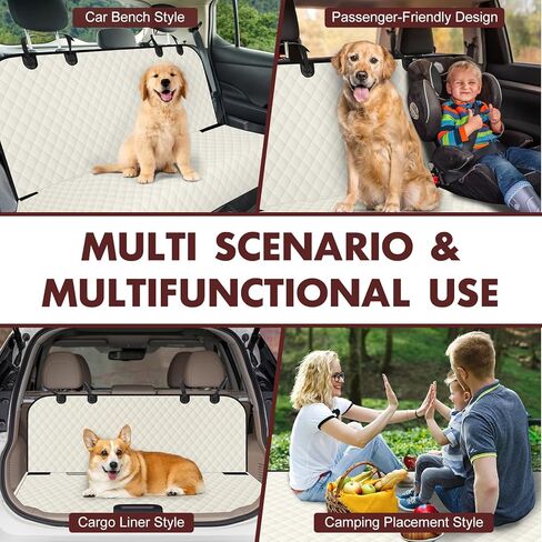 غطاء المقعد الخلفي للكلاب، أغطية مقاعد الحيوانات الأليفة مقاومة للماء وغير قابلة للانزلاق، واقي مقعد السيارة للمقعد الخلفي، غطاء مقعد السيارة الخلفي بمقاس عالمي يناسب السيارات والشاحنات وسيارات الدفع الرباعي، أسود in Kuwait