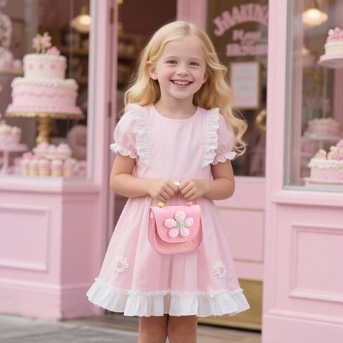 Girls Purse Cute Flower Toddler Purse for Little Girl Shoulder Handbags Christmas Birthday Gift for 3-8 Year Old (pink bowknot) in Saudi Arabia