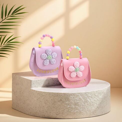 Girls Purse Cute Flower Toddler Purse for Little Girl Shoulder Handbags Christmas Birthday Gift for 3-8 Year Old (pink bowknot) in Saudi Arabia