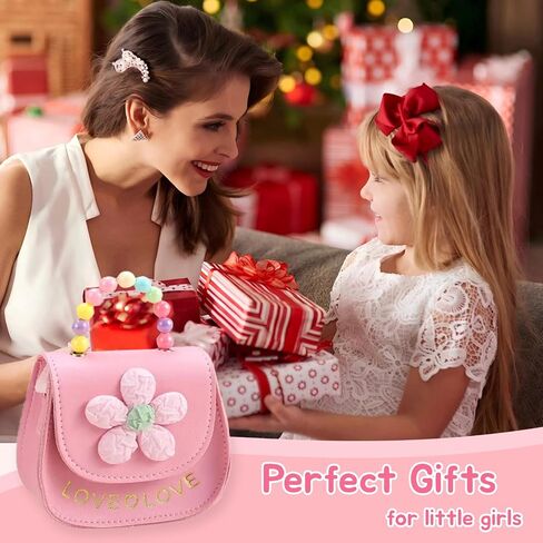Girls Purse Cute Flower Toddler Purse for Little Girl Shoulder Handbags Christmas Birthday Gift for 3-8 Year Old (pink bowknot) in Saudi Arabia