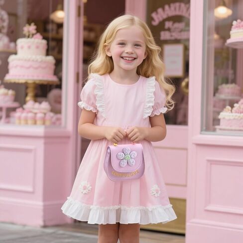 Girls Purse Cute Flower Toddler Purse for Little Girl Shoulder Handbags Christmas Birthday Gift for 3-8 Year Old (pink bowknot) in Saudi Arabia