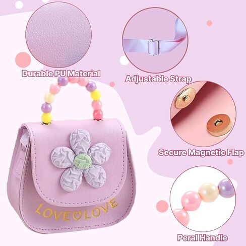 Girls Purse Cute Flower Toddler Purse for Little Girl Shoulder Handbags Christmas Birthday Gift for 3-8 Year Old (pink bowknot) in Saudi Arabia