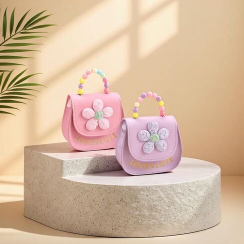 Girls Purse Cute Flower Toddler Purse for Little Girl Shoulder Handbags Christmas Birthday Gift for 3-8 Year Old (pink bowknot) in Saudi Arabia