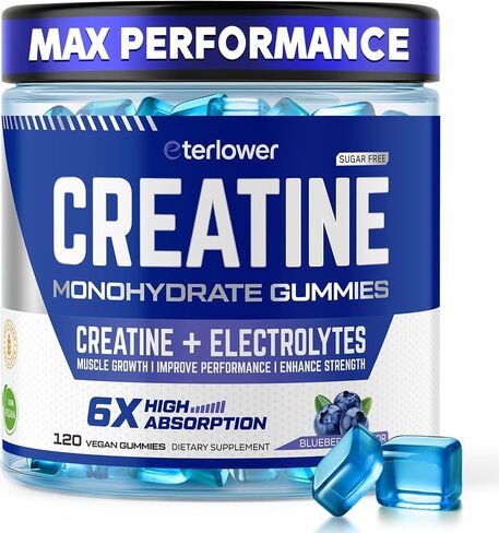 Creatine Monohydrate Gummies for Men & Women, 5g Flavored Creatine Gummy with Electrolytes for Muscle Strength, Muscle Builder, Energy Booster, Pre Workout Supplement, Sugar-Free & Vegan, 120 Count in Saudi Arabia