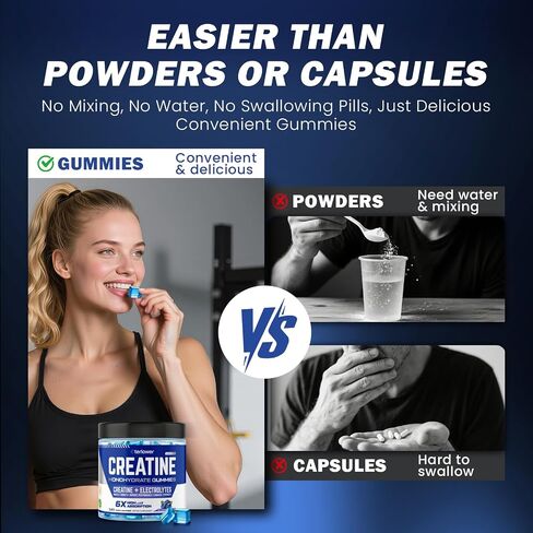 Creatine Monohydrate Gummies for Men & Women, 5g Flavored Creatine Gummy with Electrolytes for Muscle Strength, Muscle Builder, Energy Booster, Pre Workout Supplement, Sugar-Free & Vegan, 120 Count in Saudi Arabia