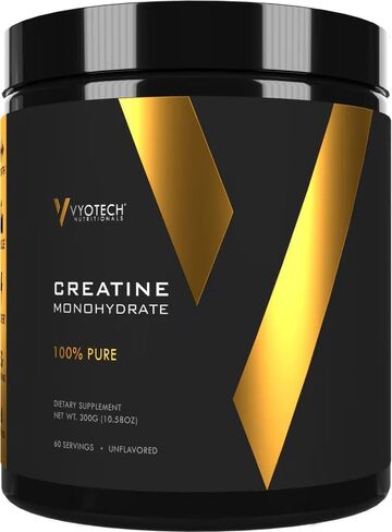 Vyotech Pure Creatine Monohydrate Powder | Aids in Muscle Strength Performance & Recovery | 5g Per Serving | Unflavored | 60 Servings | Gluten-Free Dairy-Free Soy-Free No Sugar or Wheat | Made in USA in Saudi Arabia