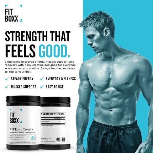 ATPDrive Micronized Monohydrate Creatine for Daily Strength, Mental Clarity & Cellular Power, No Sugar, Clean, High-Absorption Formula, 60 Servings in Saudi Arabia