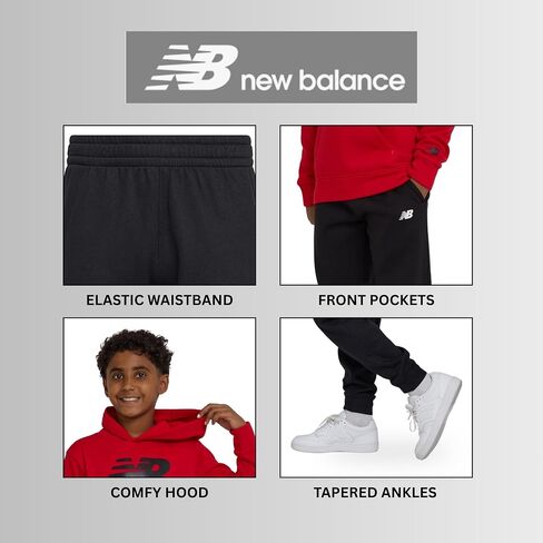 New Balance Boys & Toddlers Athletic 2 قطعة-القطن الناعم المخلوطة هوديي وركض النشط مجموعة التعرق النشط (2T-12) in Saudi Arabia