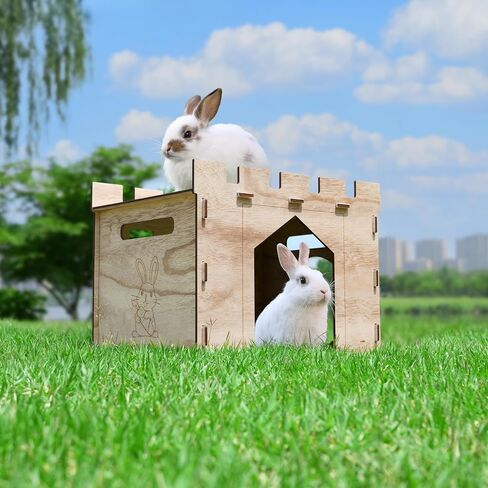 HIIMALEX Extra Large Bunny Castle Hideout for Indoor Rabbits Play House Round Edges Detachable Habitats for Rabbit Guinea Pig Chinchilla Hedgehog Bunnies Hamsters Gerbil Ferrets Rats in Kuwait