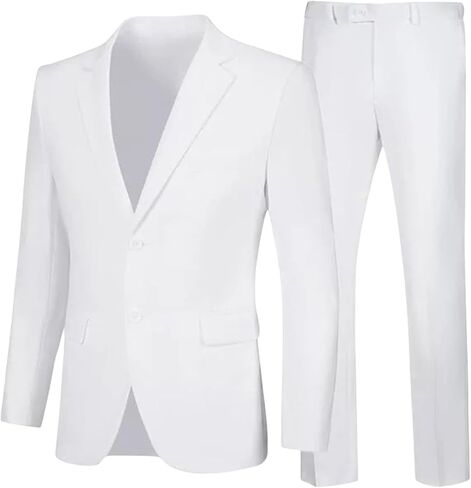 Men Suits 2 Piece Set Slim Fit One Button Slim Fit Solid Jacket & Pants Tuxedo Set Casual Business Wedding Party in Kuwait