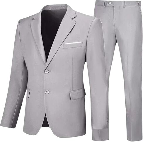 Men Suits 2 Piece Set Slim Fit One Button Slim Fit Solid Jacket & Pants Tuxedo Set Casual Business Wedding Party in Kuwait