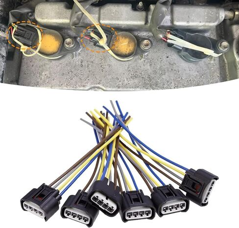 Ijuicy 6 PCS 90980-11885 موصل ملف الإشعال ، واستبدال تسخير سلك لفائف الإشعال ، متوافق مع Camry Corolla RAV4 وأكثر (أسود) in Saudi Arabia